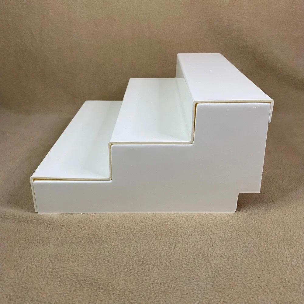 White 3 Tier Step Display Riser Stand Can Goods Organizer Pantry Display EUC‎